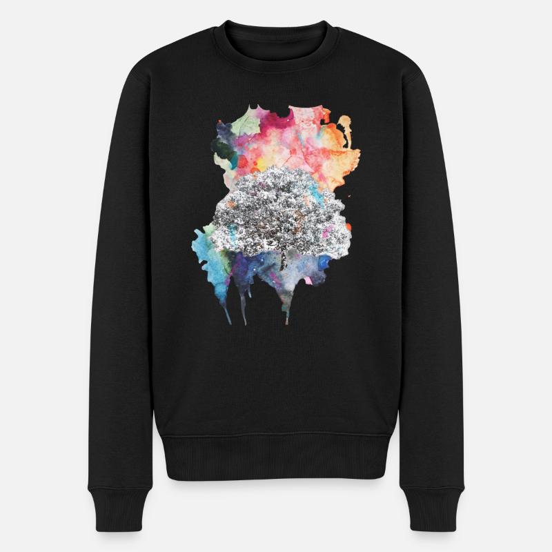 Farbexplosion - Männer Premium Bio Pullover - Schwarz
