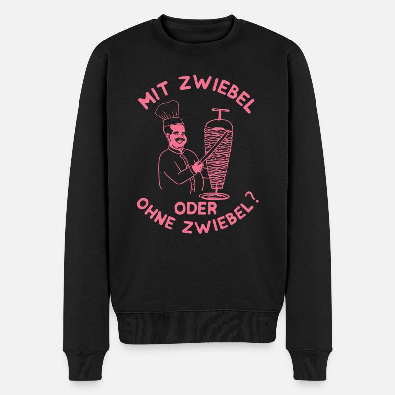 Döner Kebap Mann Mit Zwiebel Ohne Zwiebel - Männer Premium Bio Pullover - Schwarz