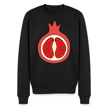 Granatapfel Apfel Frucht rot rote Früchte vegan - Männer Premium Bio Pullover - Schwarz - Vorne - Nico (187cm)