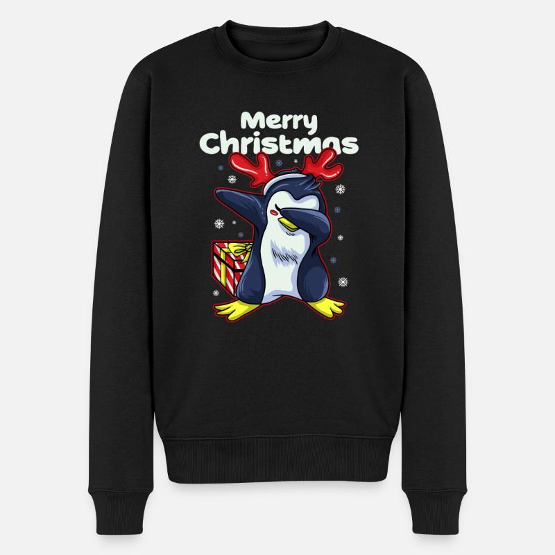 PENGUIN CHRISTMAS - Männer Premium Bio Pullover - Schwarz