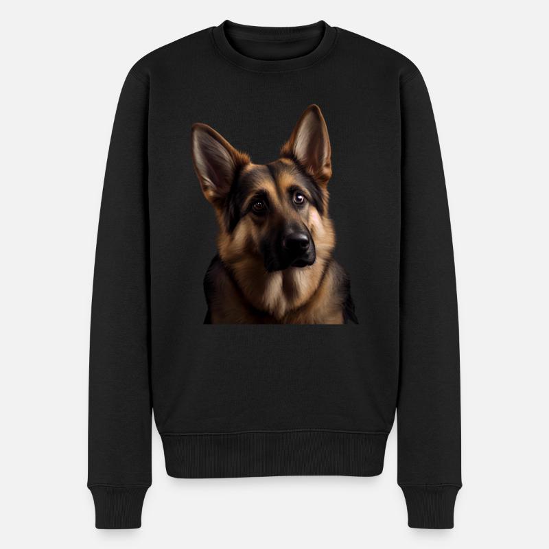 Süßer Schäferhund - Schau mir in die Augen 2 - Männer Premium Bio Pullover - Schwarz