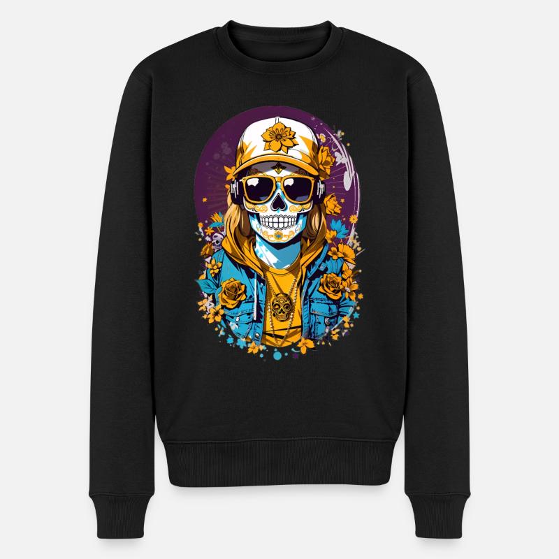Zucker Schädel - Männer Premium Bio Pullover - Schwarz