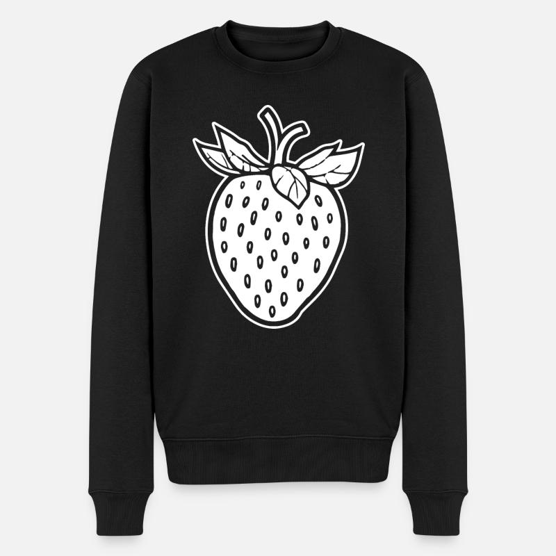 Erdbeere Obst Frucht - Männer Premium Bio Pullover - Schwarz