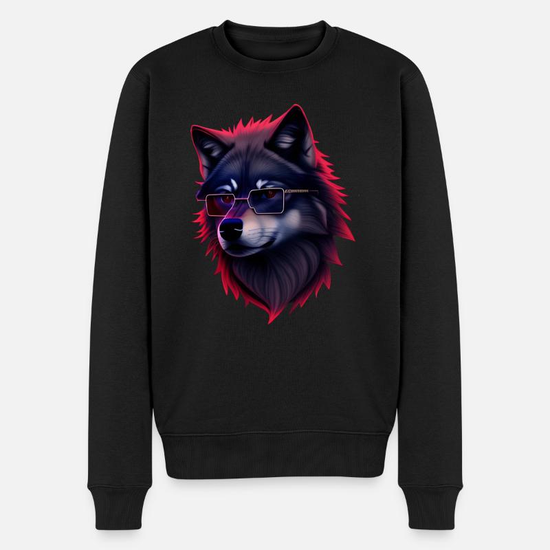 Wolf - Männer Premium Bio Pullover - Schwarz