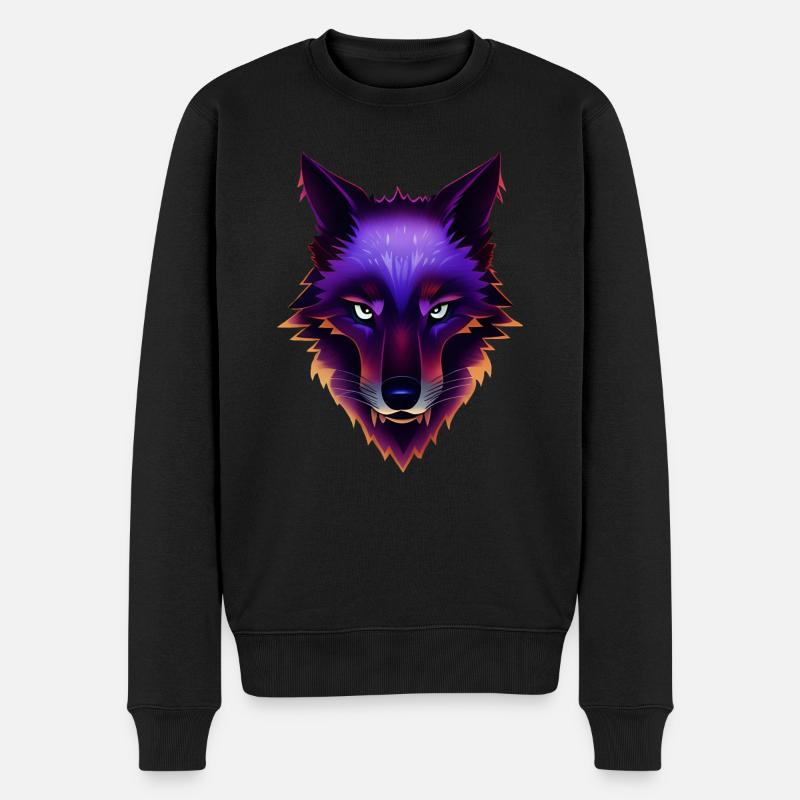 Wolf - Männer Premium Bio Pullover - Schwarz