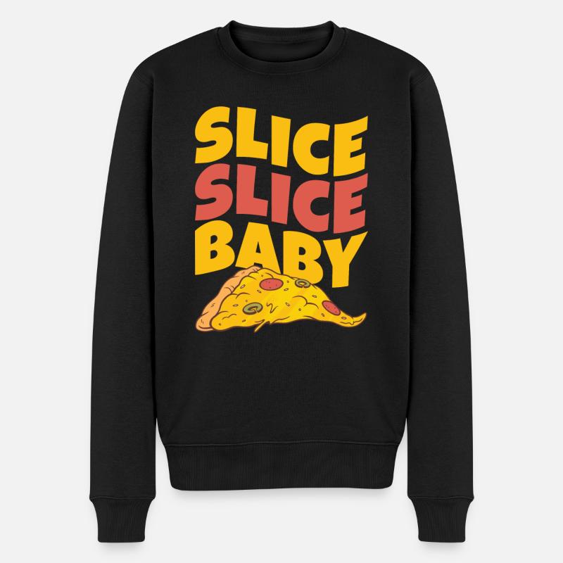Slice Slice Baby Pizza - Männer Premium Bio Pullover - Schwarz