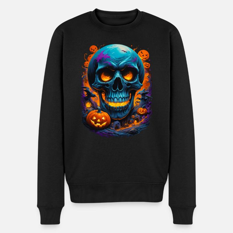 Crâne d’Halloween - Pull Premium bio Homme - noir