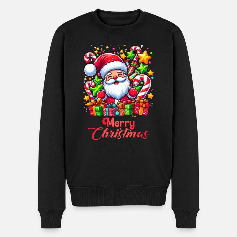 FROHE WEIHNACHTEN - Männer Premium Bio Pullover - Schwarz