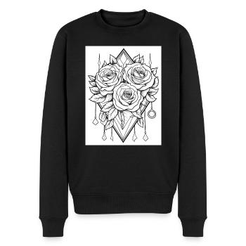 Blume Tattoo #19 Malvorlage Muster - Männer Premium Bio Pullover - Schwarz - Vorne - Nico (187cm)