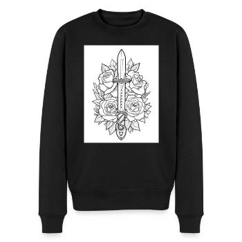 Dolch Tattoo #5 Malvorlage Muster - Männer Premium Bio Pullover - Schwarz - Vorne - Nico (187cm)