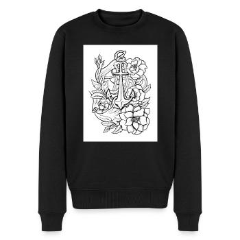 Anker Tattoo #2 Malvorlage Muster - Männer Premium Bio Pullover - Schwarz - Vorne - Nico (187cm)