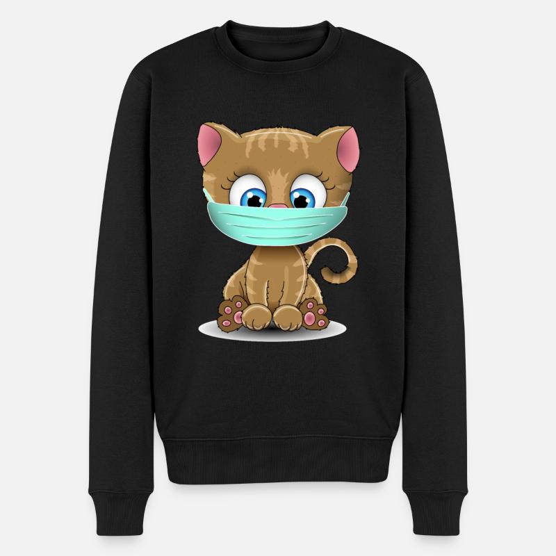 Mundschutz Katze - Männer Premium Bio Pullover - Schwarz