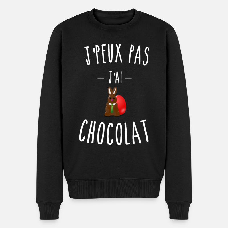 je peux pas j'ai chocolat - lapin - pâques - Pull Premium bio Homme - noir