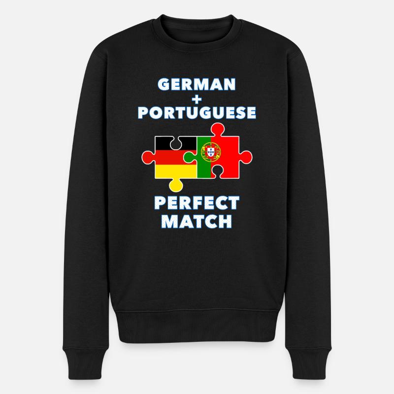 German Portuguese Puzzle - Männer Premium Bio Pullover - Schwarz