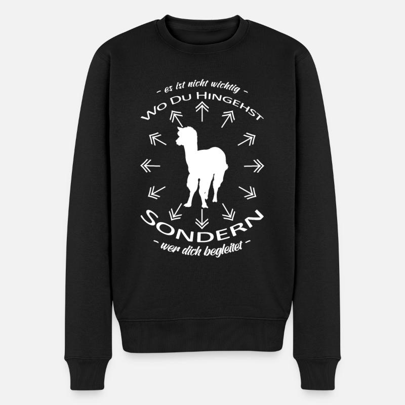 Wandern Spruch Wanderung Alpaka Team - Männer Premium Bio Pullover - Schwarz