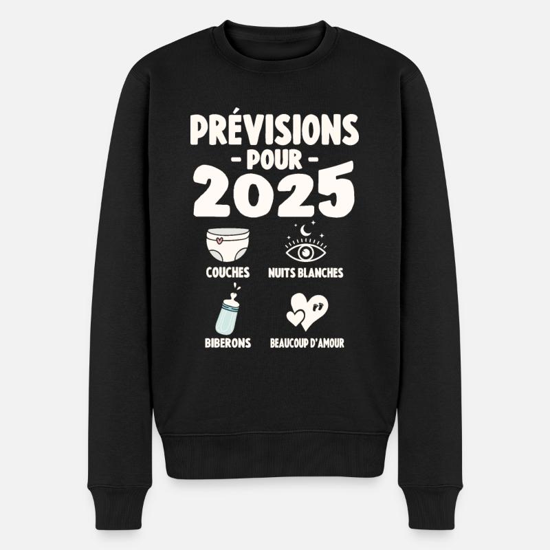 Prévisions Pour 2025 Cadeau De Grossesse 2025 - Pull Premium bio Homme - noir