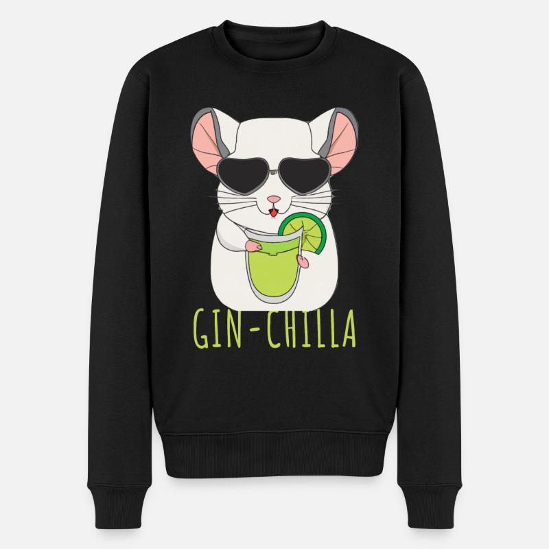 Gin- Chinchilla Gin - Männer Premium Bio Pullover - Schwarz