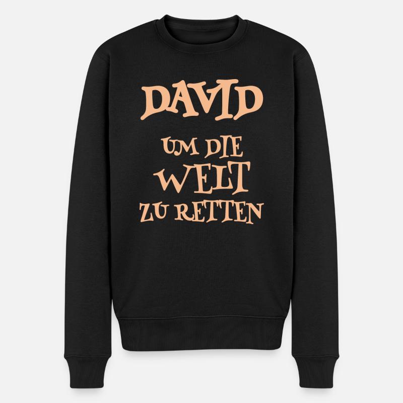 Helfer David - Männer Premium Bio Pullover - Schwarz