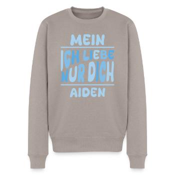 Aiden - Men's Premium Organic Jumper - taupe - Front - Nico (187cm)