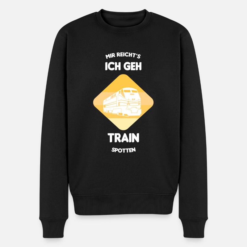 Trainspotter Train Züge Zug Trainspotting Geschenk - Männer Premium Bio Pullover - Schwarz