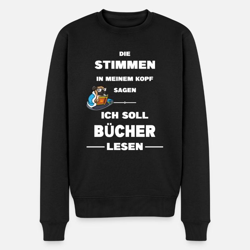 Buch Lesen Bücher Literatur Leser Leseratte Buch - Männer Premium Bio Pullover - Schwarz