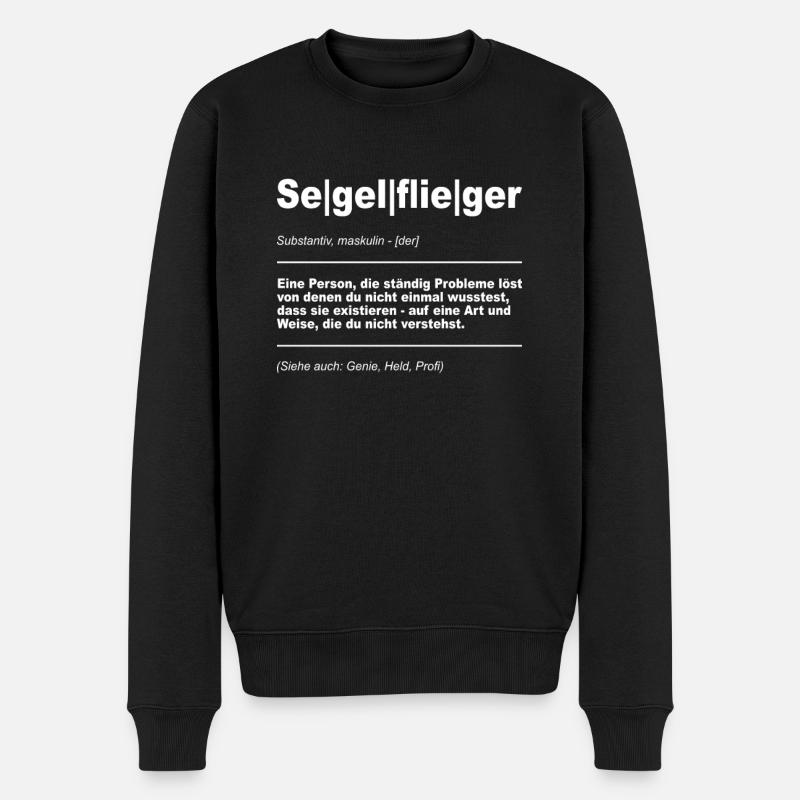 Segelflieger Segelflugzeug Pilot Gleitflugzeug - Männer Premium Bio Pullover - Schwarz