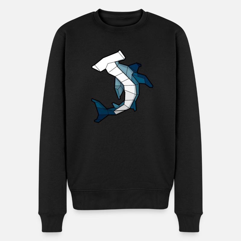 Geometrisch Hammerhai - Männer Premium Bio Pullover - Schwarz