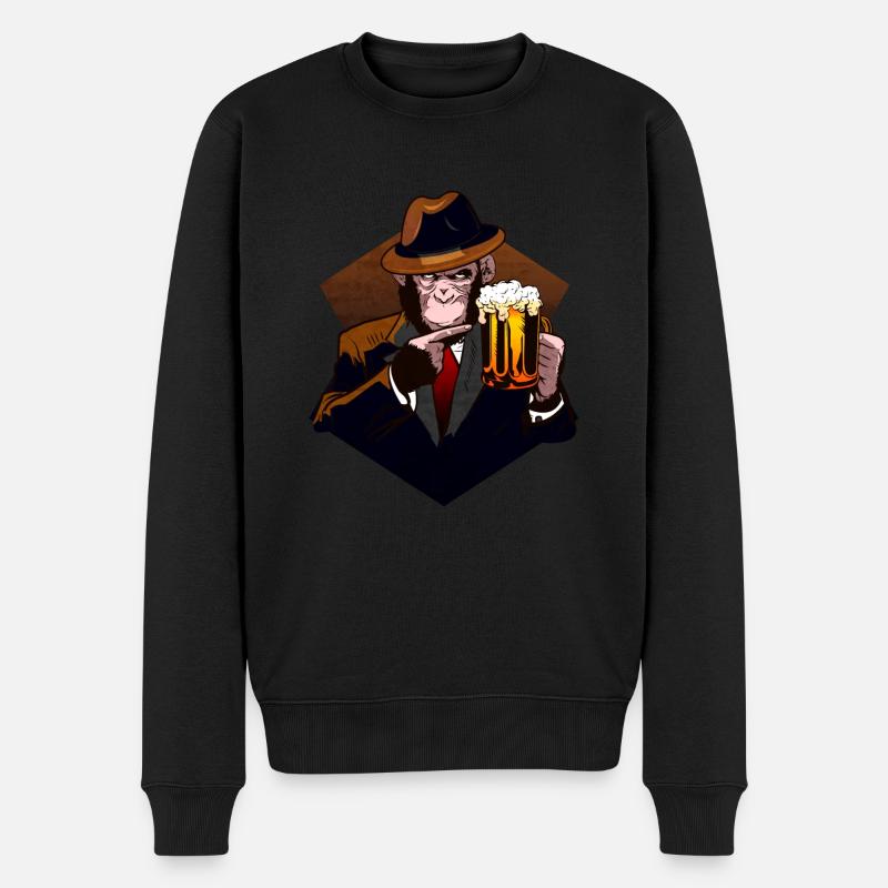Chimpanzé de bière - Pull Premium bio Homme - noir