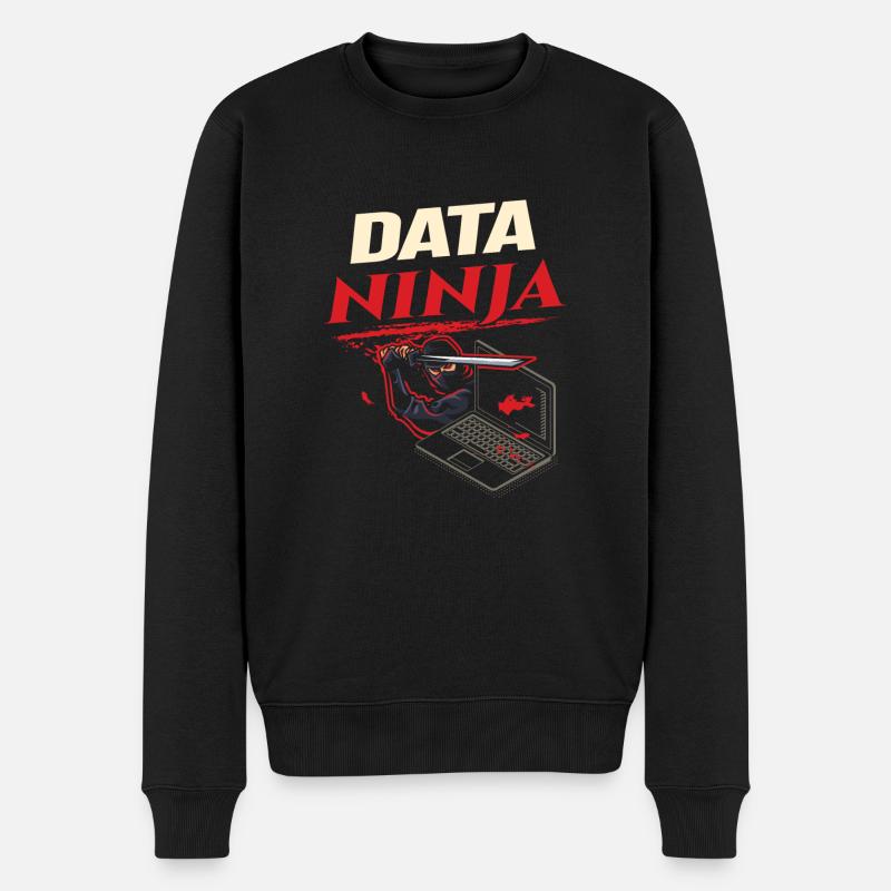 Data Ninja computer programming coder - Männer Premium Bio Pullover - Schwarz