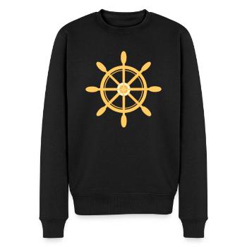 Schiffsrad Schiffssteuerrad mit Himmelsrichtungen - Männer Premium Bio Pullover - Schwarz - Vorne - Nico (187cm)