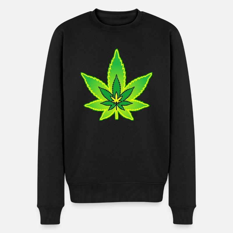 Cannabisblatt - Hanfblatt - Marihuana - Männer Premium Bio Pullover - Schwarz