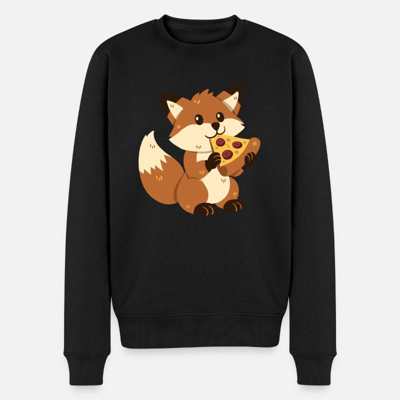 Renard à la pizza - Pull Premium bio Homme - noir