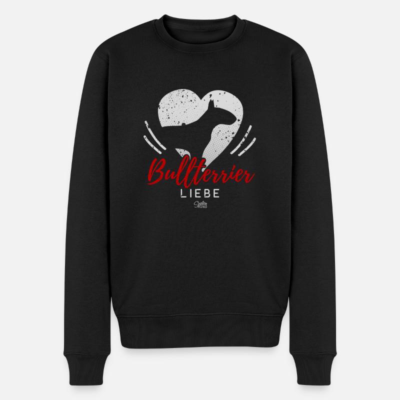 Bullterrier Liebe mit Herz - Männer Premium Bio Pullover - Schwarz
