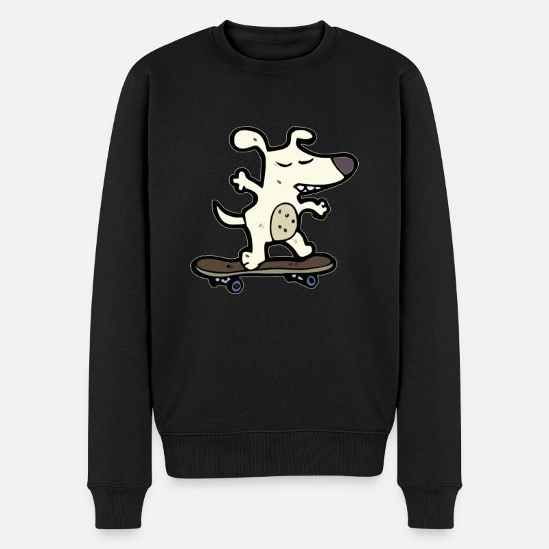 Hund auf Skateboard - Männer Premium Bio Pullover - Schwarz