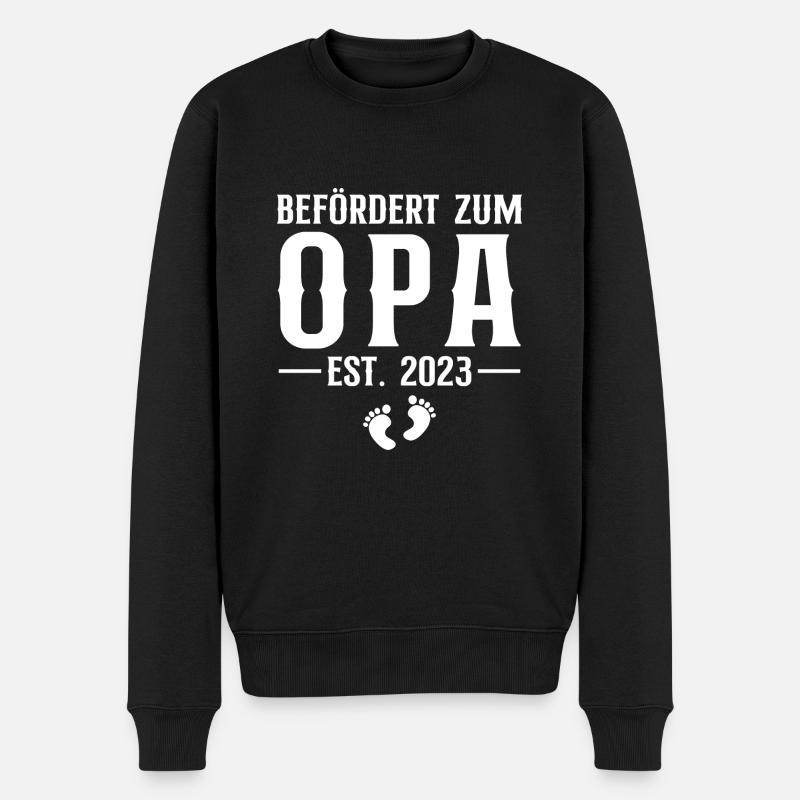 Befördert zum Opa 2023 Schwangerschaftsverkündung - Männer Premium Bio Pullover - Schwarz