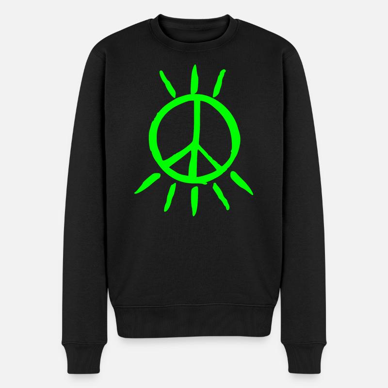 Peace Peacezeichen - Männer Premium Bio Pullover - Schwarz