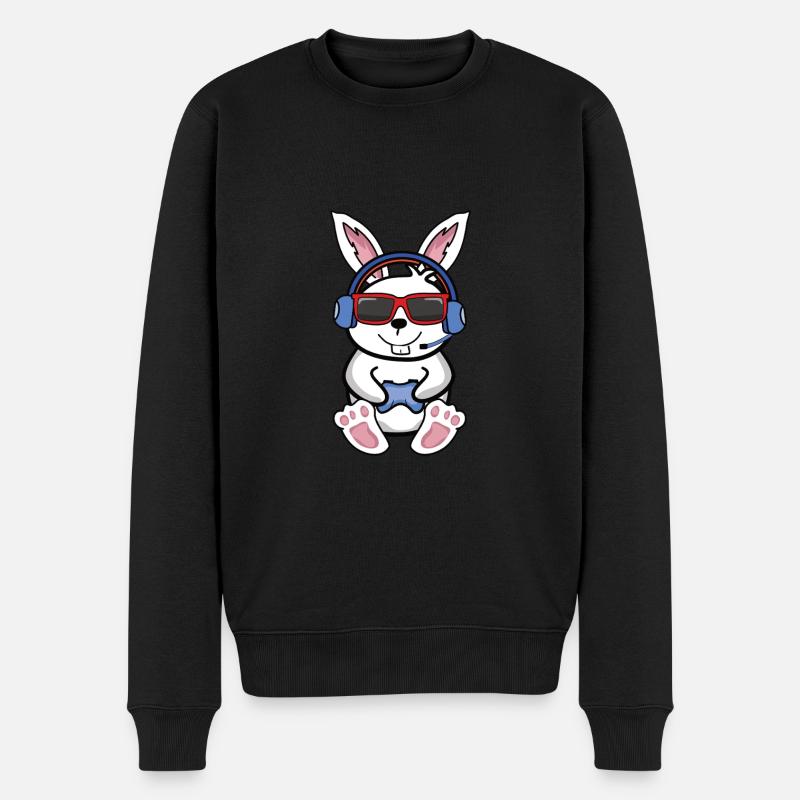 Gaming lustiger Videospiele Hase - Männer Premium Bio Pullover - Schwarz