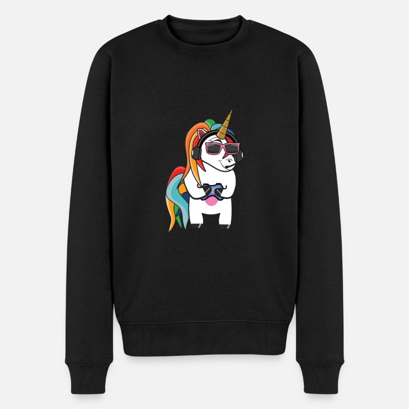 Gaming lustiges Videospiele Einhorn - Männer Premium Bio Pullover - Schwarz