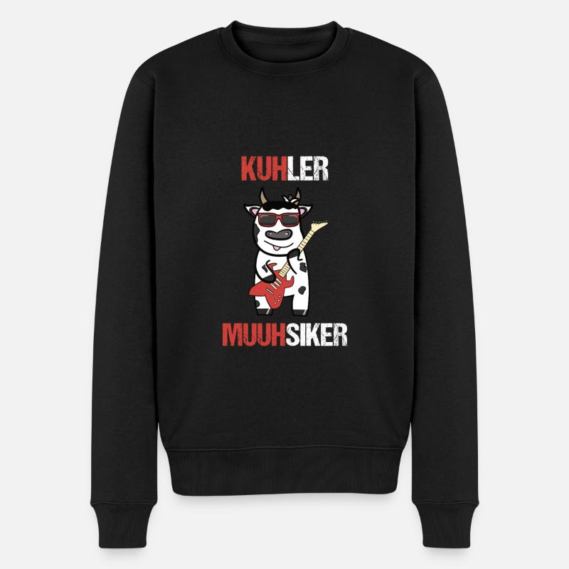 Gitarre und Kuh Musiker - Männer Premium Bio Pullover - Schwarz