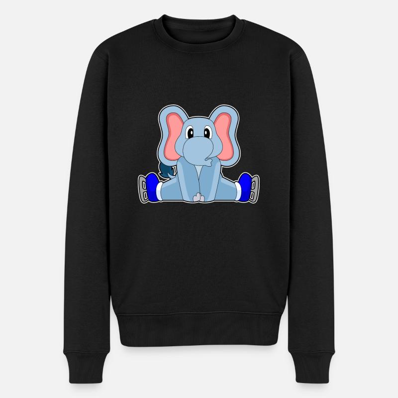 Elefant Eislaufen Schlittschuhe - Männer Premium Bio Pullover - Schwarz