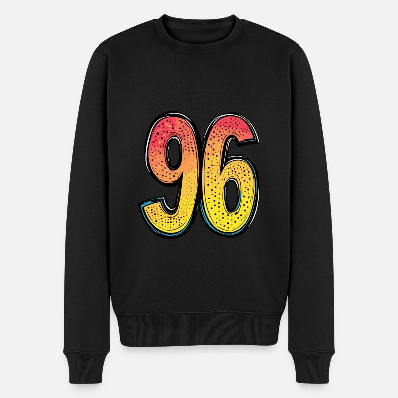 96 Zahl Comic - Männer Premium Bio Pullover - Schwarz