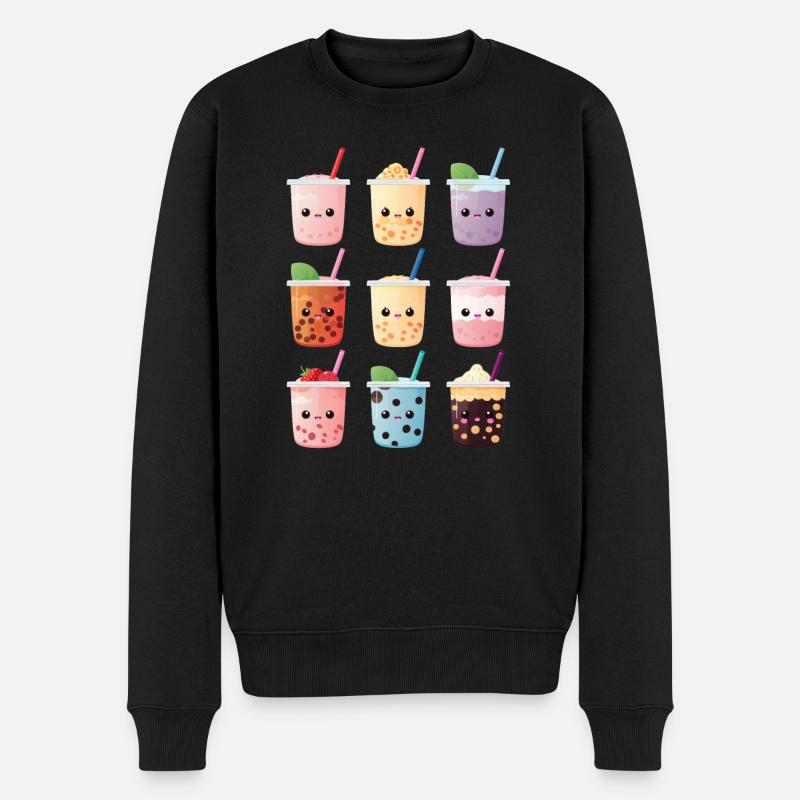Kawaii Bubble Tea Boba Tea - Männer Premium Bio Pullover - Schwarz