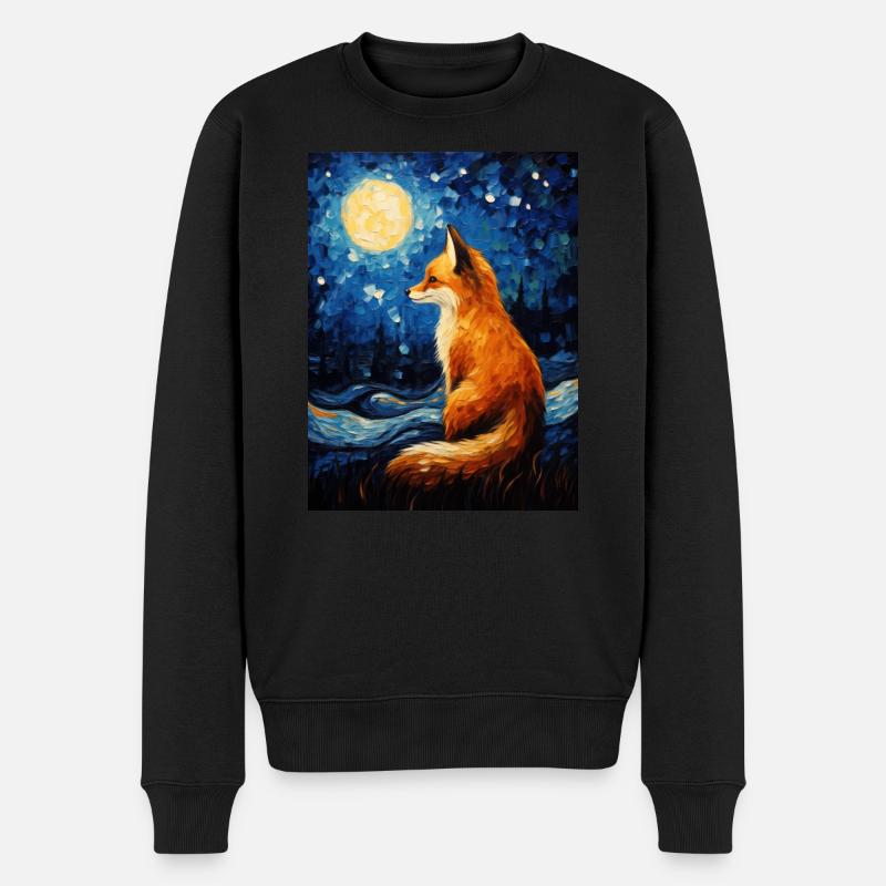Fox Van Gogh Style - Pull Premium bio Homme - noir
