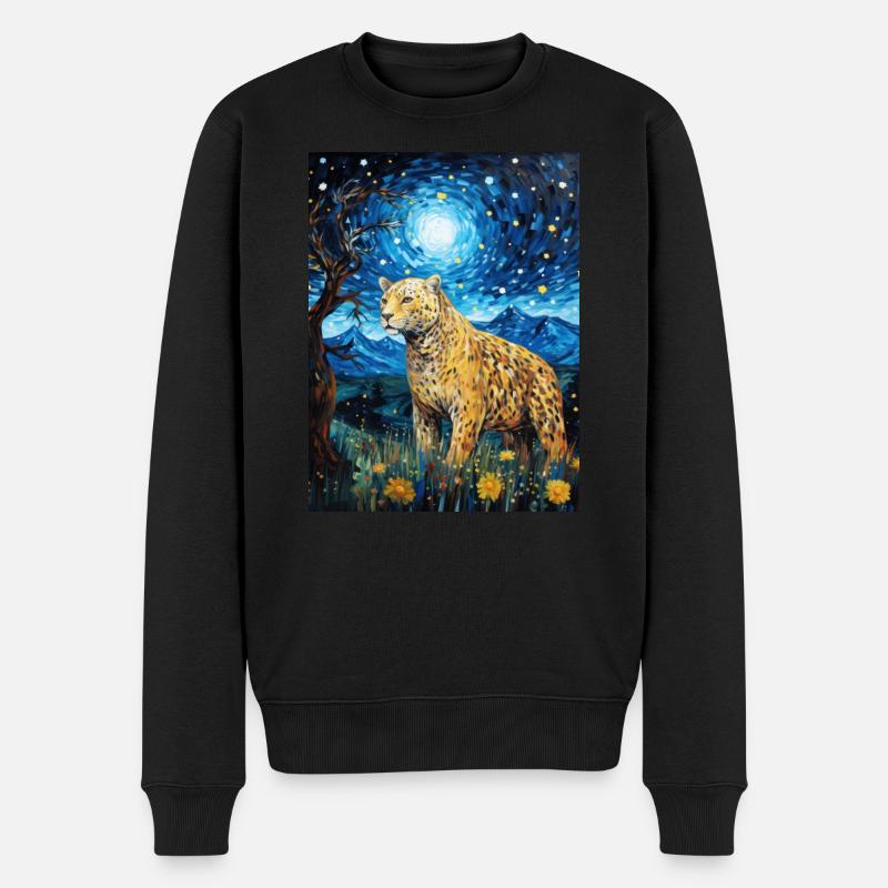 Jaguar Van Gogh Style - Männer Premium Bio Pullover - Schwarz
