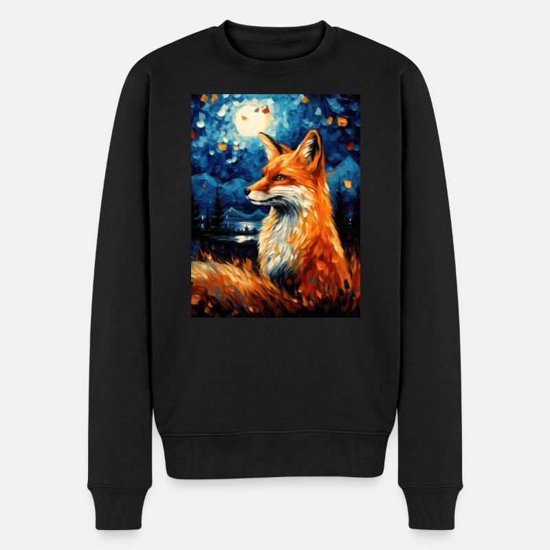 Fox Van Gogh Style - Pull Premium bio Homme - noir