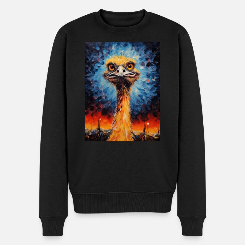 strauß, van gogh, sternennacht, tier, vogel - Männer Premium Bio Pullover - Schwarz