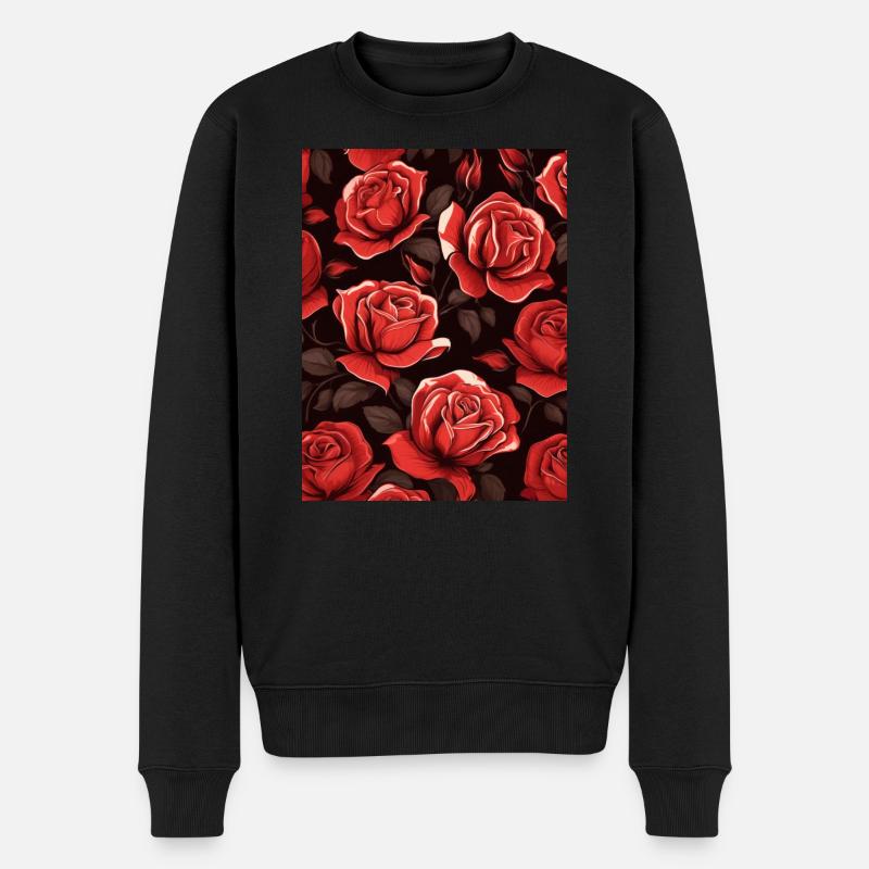 Motif de rose - Pull Premium bio Homme - noir
