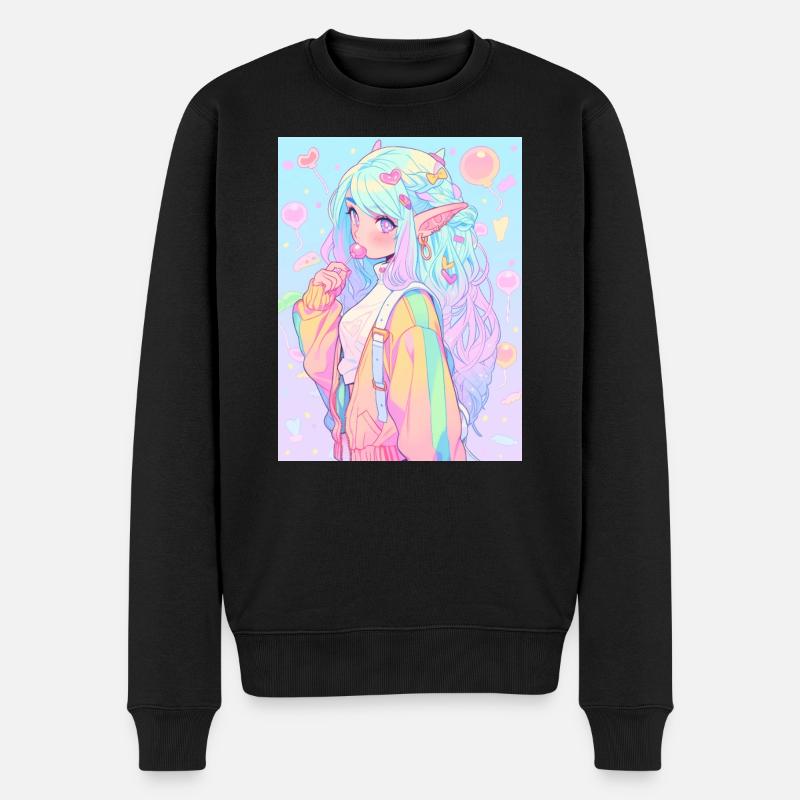 anime, anime girl, anime mädchen, elfe - Männer Premium Bio Pullover - Schwarz