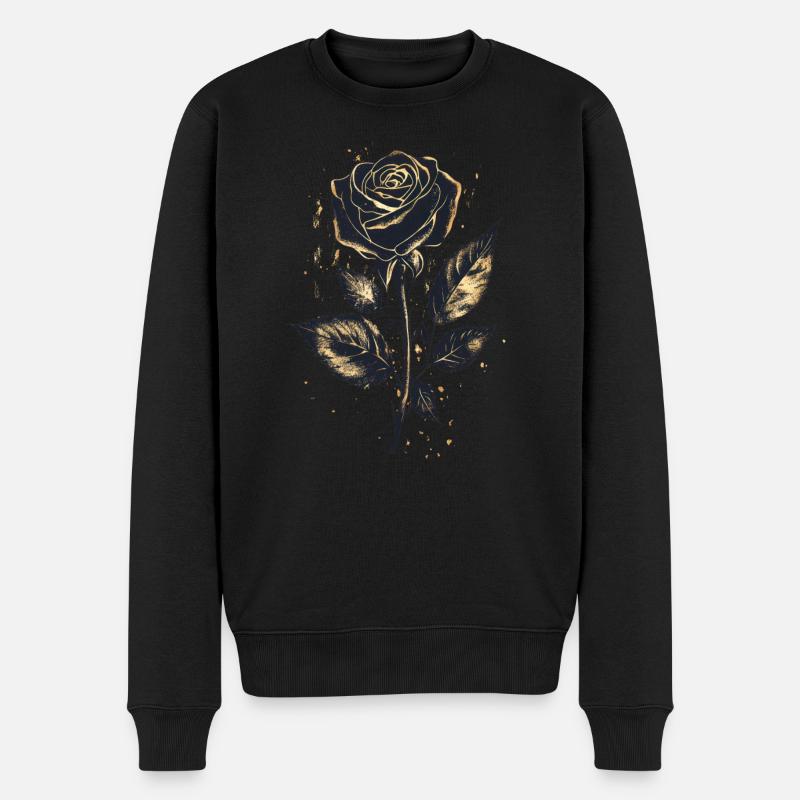 Rose dorée noire - Pull Premium bio Homme - noir