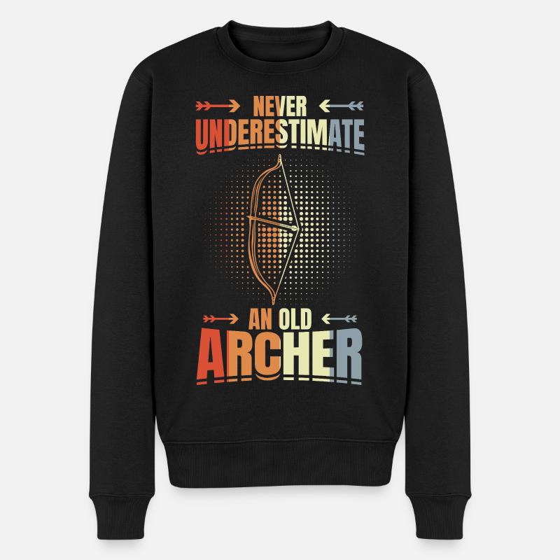 Unterschätze nie alte Bogenschützen - Männer Premium Bio Pullover - Schwarz